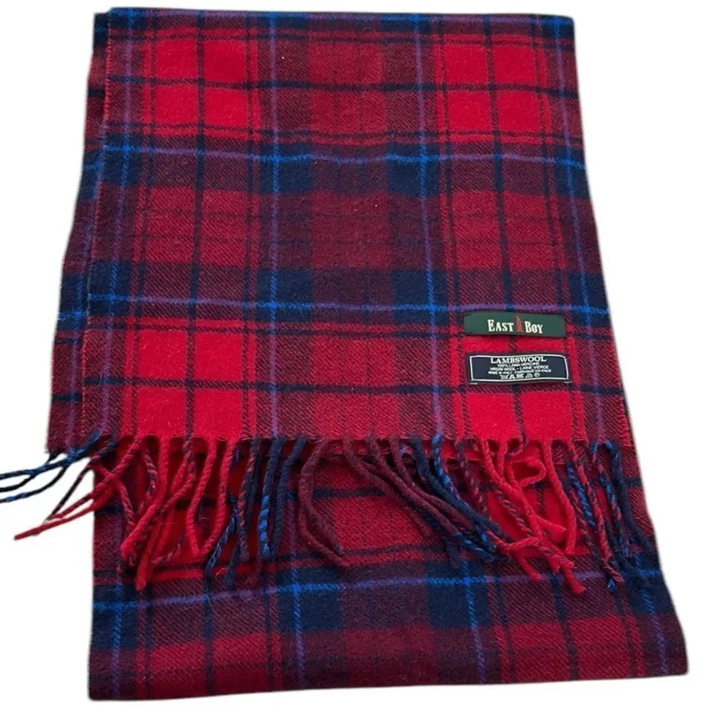 East Boy Red and Blue Plaid Scarf